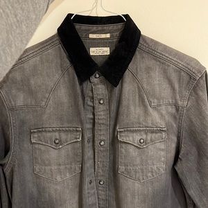 Allsaints denim snap button shirt